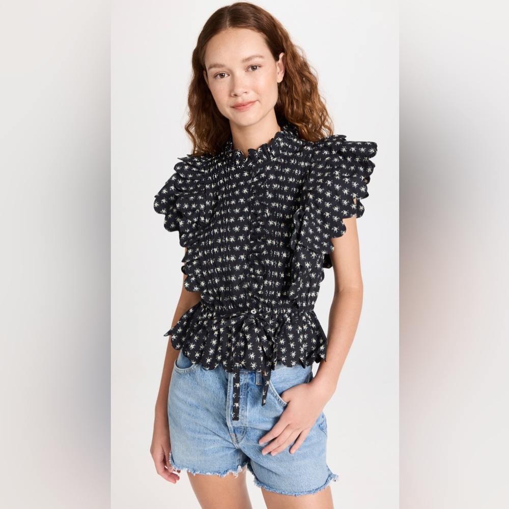 Sea Pascala Print Flutter Sleeve Top